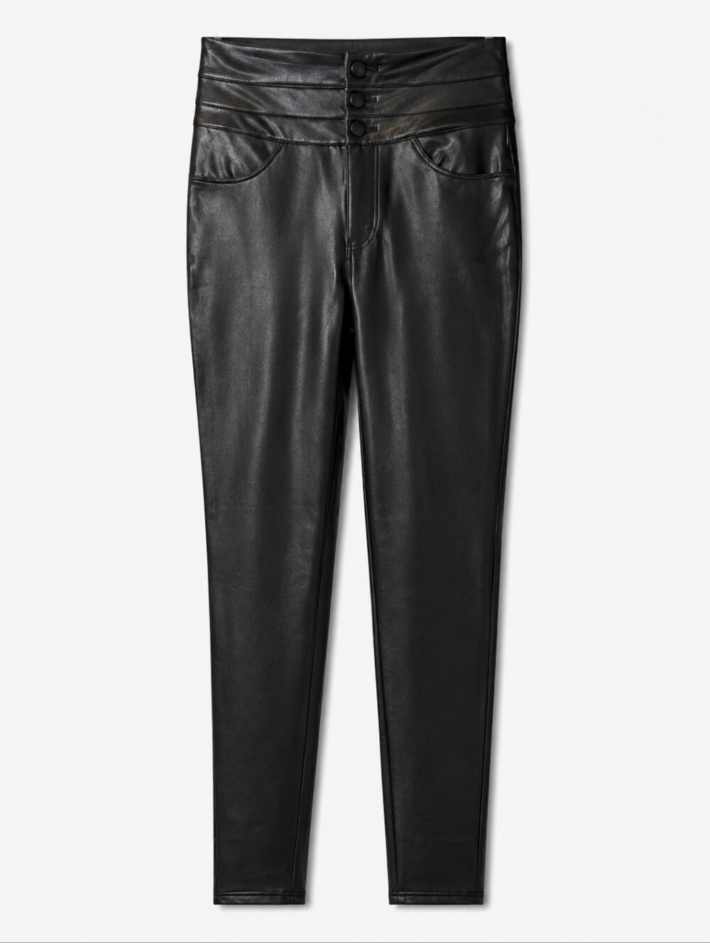 Suzy Shier Black Faux Leather Straight Leg Pants